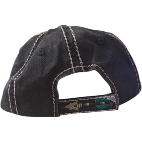 Kbethos Born Free Unisex Cap Hat Blue Embroidered Arrow Distressed Boho - Picture 3 of 3